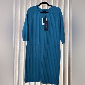 Carlisle Collection Teal ribbed sweater dress. Lolita style. Size medium. NWT.